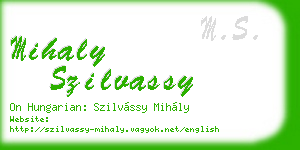 mihaly szilvassy business card